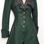 My Oppa manteau retro vert tartan laine, boheme mariage cérémonie steampunk boutons, coat jacket victorien fantastic grand col victorian