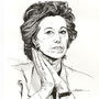 LETIZIA MORATTI, by A.Molino. Pen & ink on paper , 2008. Private collection.