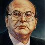 BETTINO CRAXI, di A.Molino. Tempera su cartone, 1985