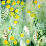 "Victorious Dandelion" (Diptych), acrylic and nature print on canvas, total 20"x32", 2005. NFS