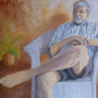 "Man in White Chair", oil on canvas, 36" x 48", 2013. NFS