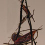 "Endangered", willow, dogwood, string, wire, tissue, egg shells, thread, paint. 68cm x 34cm x 26cm, 2007.