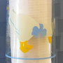 Anchor Hocking farm country 14 oz flat tumbler c8700/119 glass white ducks ribbons blue border