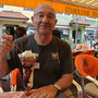 Ian enjoys a big one at the Eis Cafe in Tettnang