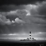 Leuchtturm im Regen (Westerhever Leuchtturm, Deutschland)