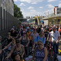 Fahrradstau auf der Mobilitätsspur