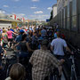 Fahrradstau auf der Mobilitätsspur