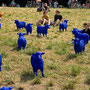 Bertamaria Reetz & Rainer Bonk, blaue Schafe an der A40, 18. Juli 2010