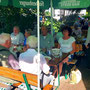 14.05.2025 Hahnstätten, Gaststätte "Ratsstübchen" im Gemeindehaus: Gemütlicher Abschluss unserer Wanderungen bei herrlichem Wetter auf der Terrasse.