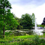 25.06.2025 Bad Schwalbach - Rundweg Kurpark - P1: Der Kurweiher mit seiner großen Fontäne.