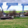 01.04.2026 Kesselbach-Limbach - P1: Im Blick die Kirche von Limbach, das Drehfunkfeuer für den Flughafen Frankfurt und unser Bus.