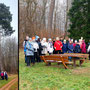 15.01.2025 Rundweg Zugmantel bei Orlen - P1/P2: Gemeinsames Gruppenfoto an einem Rastplatz mit drei markanten Bäumen.