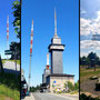 11.06.2025 Rundweg Großer und Kleiner Feldberg - P1: Der Aussichtsturm (Mitte) und das Feldbergkreuz (rechts) auf dem Großen Feldberg.