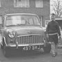Colin with mini, Homesdale Rd, Dronfield, early 1960s