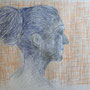 Bea in Blau, Buntstifte auf Papier, 2018, 42 cm x 60 cm
