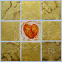 「薔薇圖 ... ハートの余白 -Y-」／0号S(18.0×18.0cm)／油彩、金箔、虹彩箔(ゴールド)、キャンバス、パネル