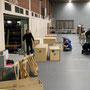 Ausstellungsende, alles ist wieder in Kisten verstaut.