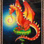 月を食べるドラゴンの話　2012/07　アクリルガッシュ/アクリラ　F6(318×410mm)　インド神話のドラゴンヘッドとドラゴンテイルの話を元に描いた。CRAWL展vol.10「怪物」出展作品