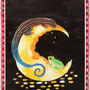 月を食べるトカゲと元に戻そうとするカエルの話　2012/07　アクリルガッシュ/アクリラ　F6(318×410mm)　アメリカのクロック族に伝わる民謡を元に描いた。CRAWL展vol.10「怪物」出展作品