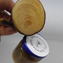 Magnethalter aus Holz, handgemacht, Detailansicht "schwebendes Marmeladenglas", Stirnseite mit Jahresringen