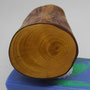 handgefertiger Seifenhalter aus Holz, Nahaufnahme der Stirnseite