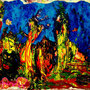 Prière et flamenco 2007 . Pigments et acryliques sur toile