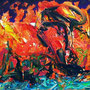Entre eau et feu 2014 . Pigments et acryliques sur toile . 54 x 73 cm