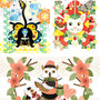 ◆ベクターイラスト（配色まで）＋素材塗り加工（質感）◆見える！見せない！！／Looks! Does not show!!　苺大福／Strawberry Daifuku　梟と鯉／An owl and a carp