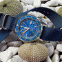 Band: Zulu Kingsize, »Ocean« | Uhr: Squale 1521 Blue LE