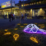 Träne des Magus, Johannes-Nandu Kriesche, Mixed Media, Lichtinstallation 2024 in Karlsruhe, Kulturnacht "schweingehabt"
