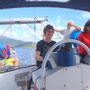 Alex, Felix, Erich, Renate beim Segeln im Marlborough Sound
