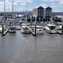 Launceston, Marina versinkt bei Niedrigwasser im Schlamm