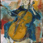 Catherine Demoulin "Violoncelliste 908"   Acrylique sur panneau  30x2