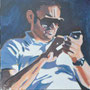 Axel mit iphone Acryl auf Leinwand 80-80 2011 K007