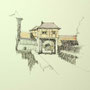 Rothenburg o.T. 2 24x24 Tusche Aquarell auf Papier 2014 Z181