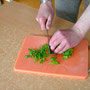 cutting fresh basil