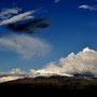 clouds around the volcano peak