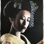 Geisha 3, Acryl op papier op paneel, met lijst, 50 x 61 cm., 380,00 euro