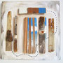 8 Houtjes en stippellijn 25x25cm