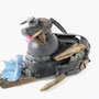 Hond met blauwe doek 100x68x41 