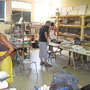 atelier de mosaïque à Fumel, salle céramique, stage adhérents juillet 2012