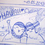 I drew this to pull myself together and work. These are my  personified Lazyness and Fun-Time on vacation on Hawaii