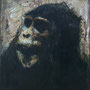 david celi, serie animals "gorila", 2022, 98 x 80 cm, acrylic, silver, oil on canvas – erlas galerie