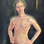 raffaella busdon, "una nuova luce 3", 2023, 104 x 69 cm, oil & gold leaf on polyacetat – erlas galerie