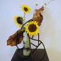 Dr. A. Lecca: Sonnenblumen, Trommelschlegel (Craspedia), getrocknete Blätter- Goldener Herbst