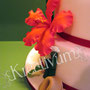 3 stöckige Hibiskus Fondanttorte mit Bambus und Glückskeksen - rot orange - Rand