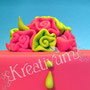 Grün Pinke Fun Fondanttorte - Ribbonrose