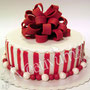Weiß rot gestreifte Geschenk Fondanttorte 