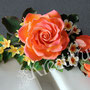 70 Geburtstagstorte mit Rosengesteck - Rose mit Beiblatt