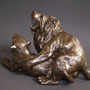 Couple de Lions - Plâtre peint - L25 x larg.15 x H16 cm - 2002<br><br>sculpture lion . sculpture animalière